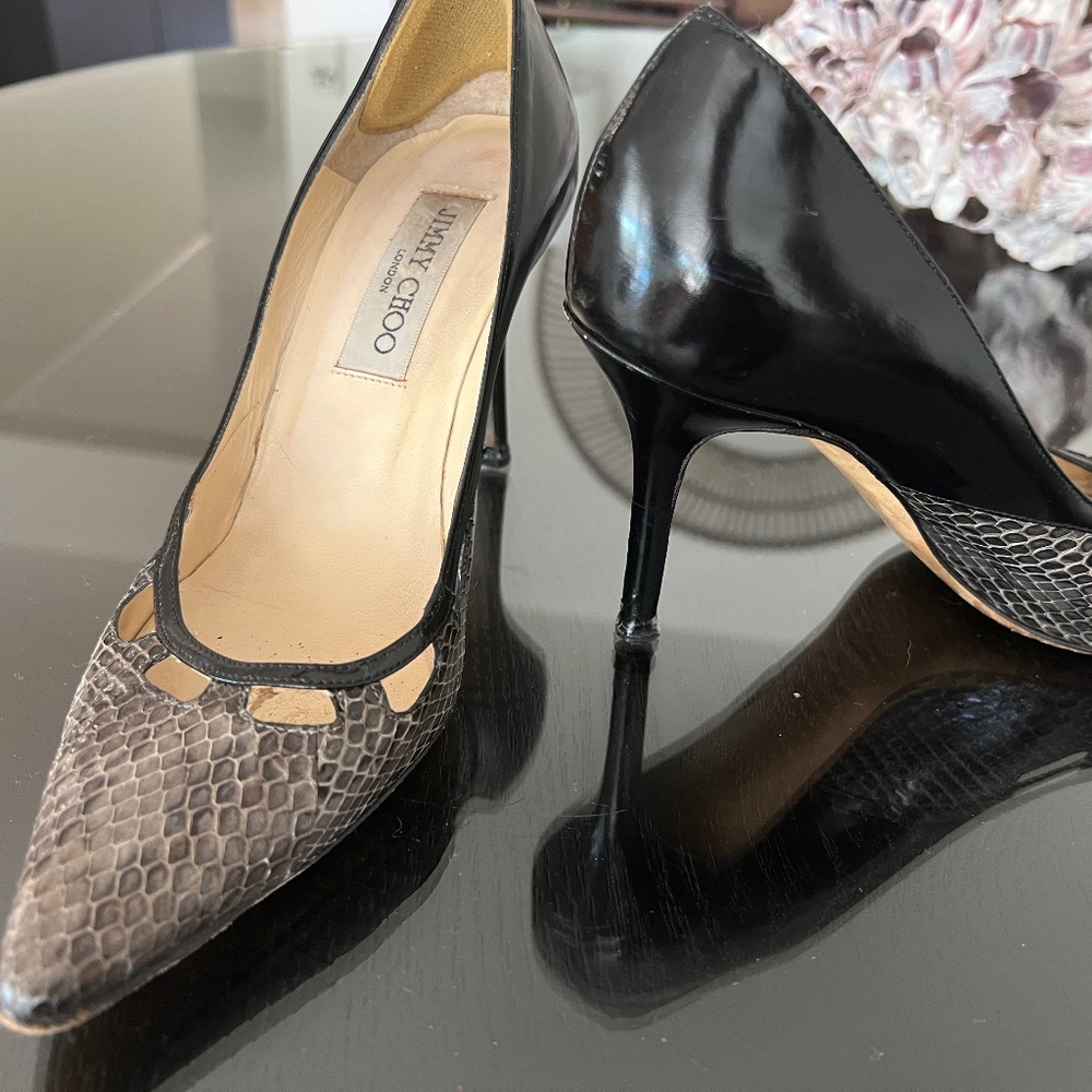 Jimmy Choo Snakeskin/ Leather Pointy Toe Pumps - 36